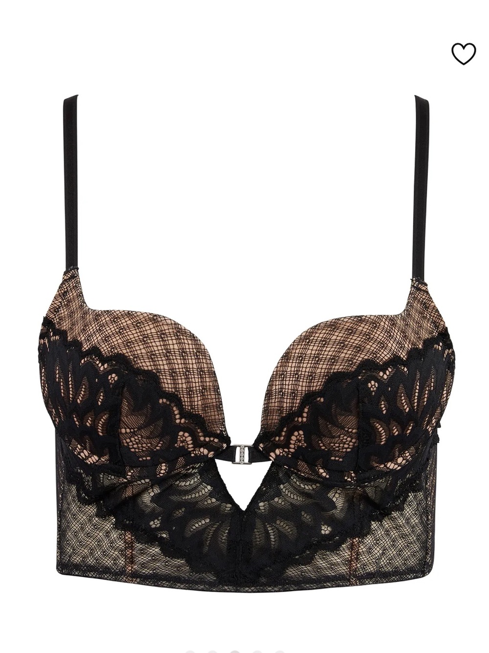 NWT Adore me Camilla Black Lace Longline Push-Up Bra 34DDD